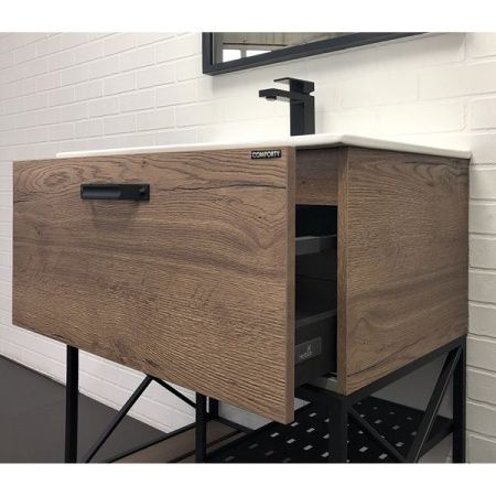 Тумба с раковиной Comforty Бредфорд 00-00008074CF 80х50 напольная цвет коричневый