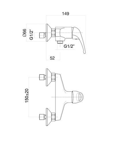 Смеситель для ванны и душа Fiore 42CR1700 настенный хром - фото 3