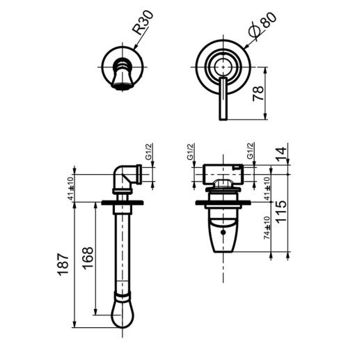 Смеситель для раковины Webert Opera Moderna OE830606015 встраиваемый в стену хром - фото 3