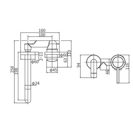 Смеситель Arrow AG4201 встраиваемый в стену хром