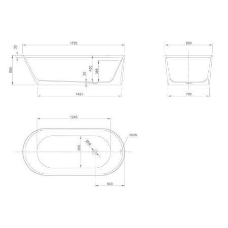 Ванна акриловая Knief Pearl 0600-052-01 175х80 отдельностоящая прямоугольная