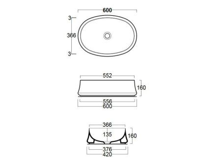 Раковина из сантехнического фаянса Simas SH 04 60х40 накладная цвет белый