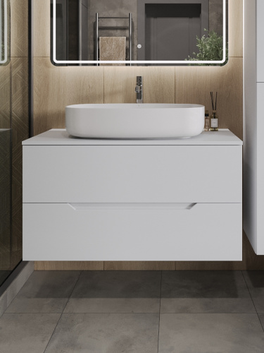 Тумба с раковиной Orange Line Li-100TuwMDF+B07-675W 101х46х68 - фото 3