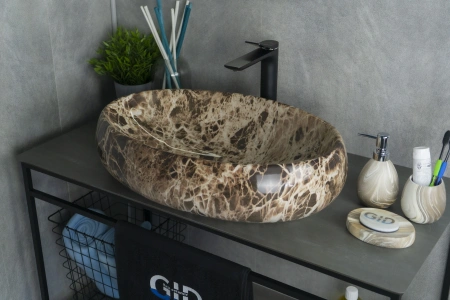 Раковина керамическая Gid Lago 54409 60х40 накладная цвет многоцветный без отверстий под смеситель