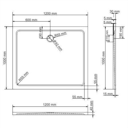 Душевой поддон из искусственного камня Wasserkraft Berkel 48T 48T10 120х100 белый