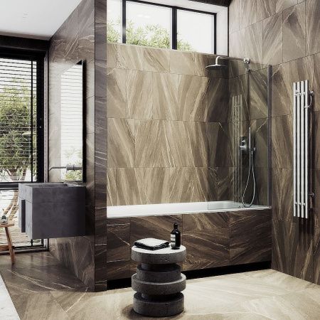 Душевая шторка на ванну Maybah Glass MGV-62-5ш 40х140 стекло прозрачное профиль хром ориентация универсальная