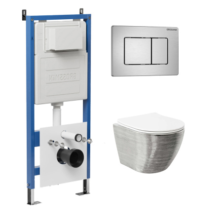 Инсталляция + кнопка смыва + унитаз Grossman Classic 97.4455SWS.04.12M