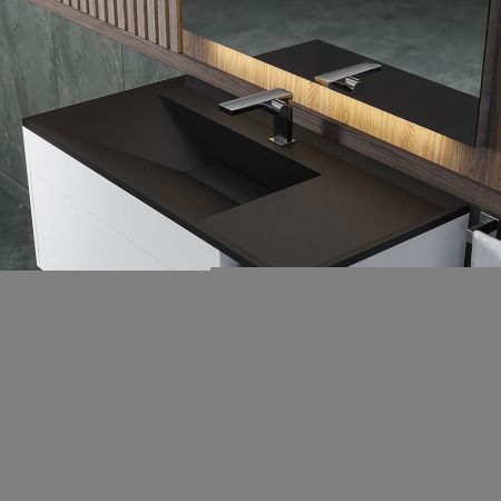 Раковина из искусственного камня Uperwood Lotus Quartz 29192037 100х50 полувстраиваемая цвет черный