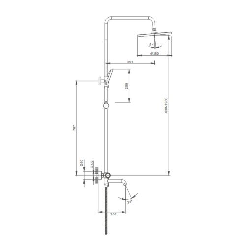 Душевая стойка Splenka S03.24.09 настенная цвет графит - фото 3