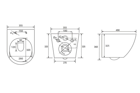 Комплект унитаз с инсталляцией с клавишей смыва ABBER Bequem AC1100T-AC0105-AC0121MMG