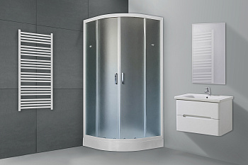Душевой уголок Royal Bath HK RB100HK-C 100х100 стекло матовое профиль белый с поддоном