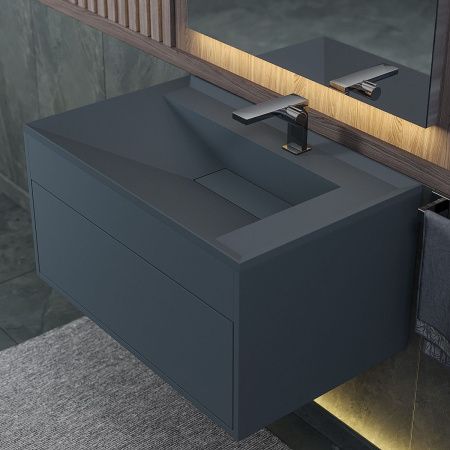 Раковина из искусственного камня Uperwood Lotus Quartz 29192031 80х50 полувстраиваемая цвет серый