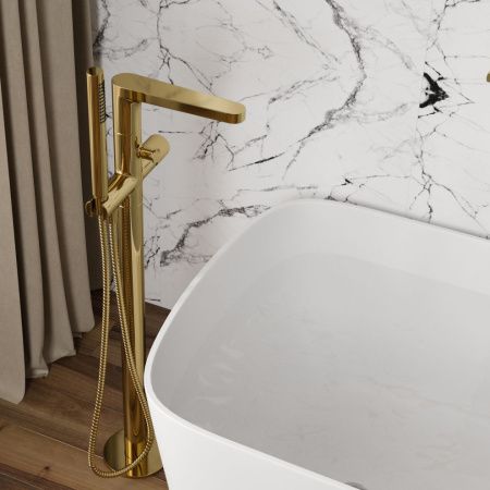 Смеситель для ванны и душа Wasserkraft Ems 7600 7621 напольный золото