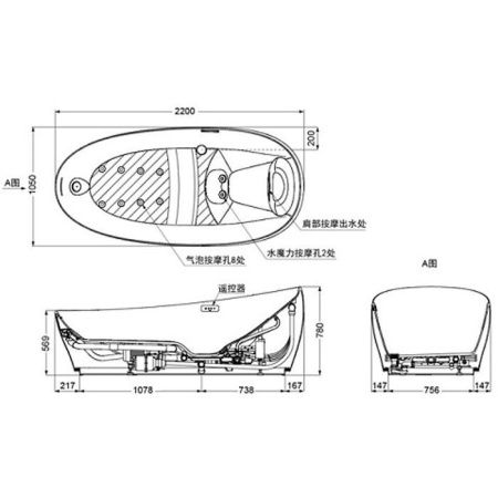 Ванна из искусственного камня Toto Neorest PJYD2200PWEE#GW 220х105 отдельностоящая овальная
