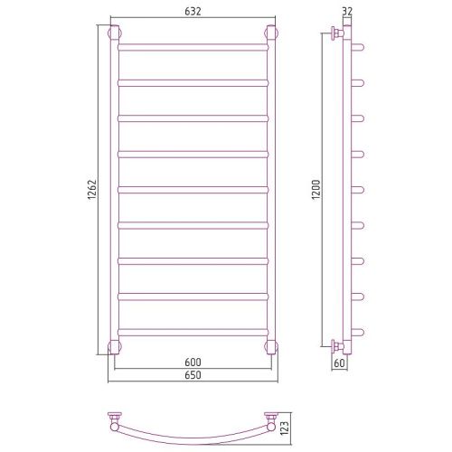 Полотенцесушитель Сунержа Галант+ 00-0200-1260 60х120 водяной сталь - фото 5