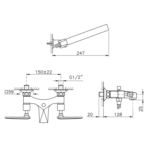 Смеситель для ванны Nicolazzi Vincent 1002CR28 настенный хром - фото 2