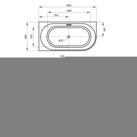 Ванна акриловая Wellsee Excellence Pro 287608000 180х80 пристенная асимметричная с ножками