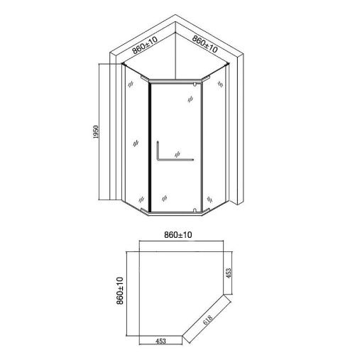 Душевой уголок Agger A03-090TCR/G 85х85 стекло прозрачное профиль хром без поддона - фото 5