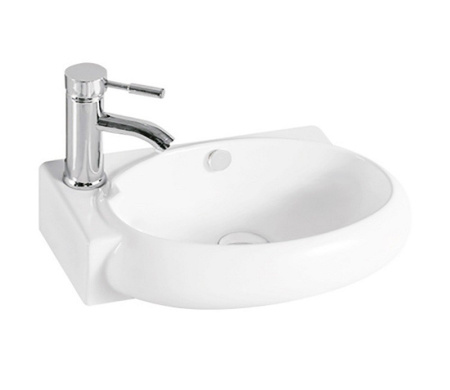 Раковина из санфаянса CeramaLux 9100R 43х29 подвесная цвет белый 1 отверстие под смеситель