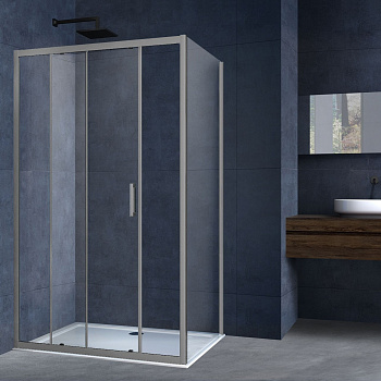 Душевой уголок Vincea Alpha VSR-3AL9012CLGM 120х90 стекло прозрачное профиль вороненая сталь без поддона