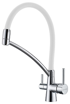 Смеситель для кухни Paulmark SIEGEN Si213111-CrW на раковину хром/белый