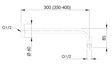Кронштейн для верхнего душа 30 см Mariani B16BDL0530 сталь