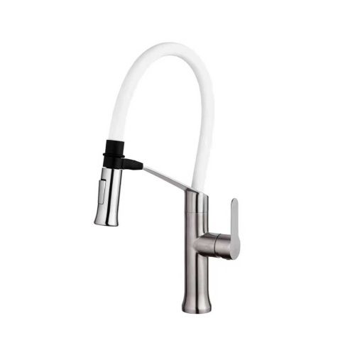 Смеситель для кухни Fashun A54501-8 на мойку сатин/белый - фото 2