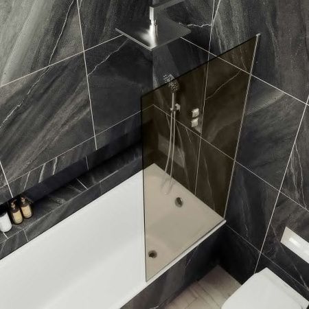 Душевая шторка на ванну Maybah Glass MGV-68-5у 60х140 стекло тонированное профиль хром ориентация универсальная