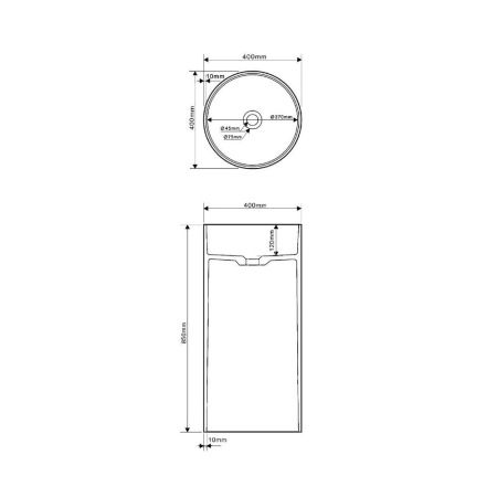Раковина из искусственного камня Abber Stein AS2516 40х40 напольная цвет белый без отверстий под смеситель
