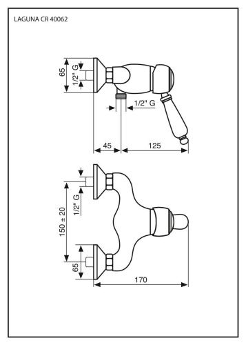 Смеситель Emmevi Laguna 40062/BR настенный бронза - фото 2