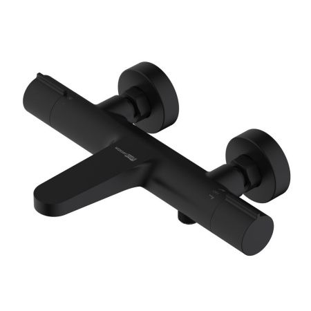 Смеситель для ванны и душа Wasserkraft Elbe 7400 7411 Thermo настенный черный с термостатом