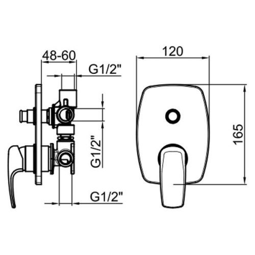 Смеситель для ванны и душа Webert Kimono KI860101015 настенный хром - фото 3