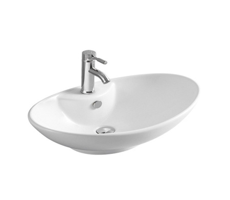 Раковина из санфаянса CeramaLux 7025 67х44 накладная цвет белый 1 отверстие под смеситель