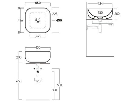 Раковина из сантехнического фаянса Simas BA 03 50х50 накладная цвет белый
