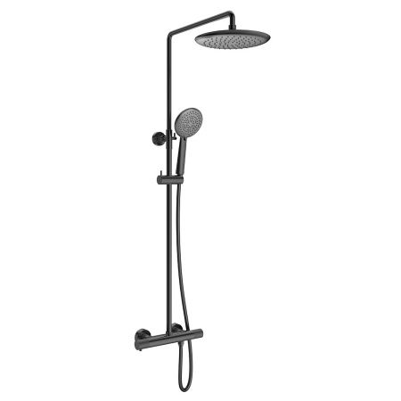 Душевая стойка Vincea Desire VSFS-1D0TGM настенная цвет вороненая сталь с термостатом