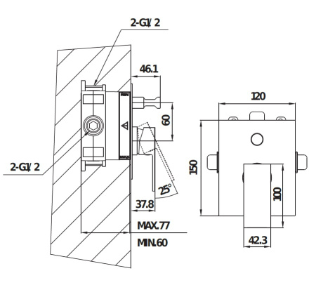 Смеситель для душа Creavit DSU2002 встраиваемый хром