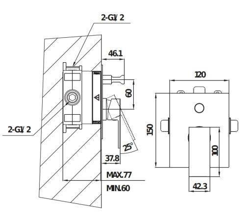 Смеситель для душа Creavit DSU2002 встраиваемый хром - фото 2