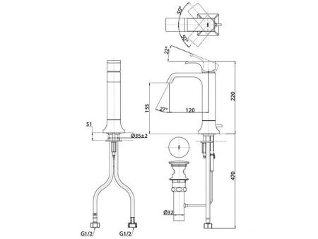 Смеситель Toto TLG08303R на раковину хром