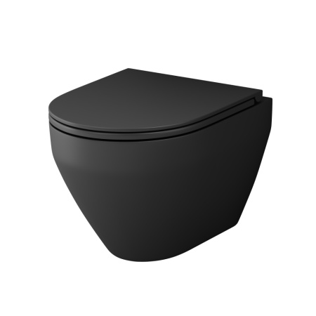 Унитаз подвесной Am.Pm Spirit V2.0 C701700MBSC черный матовый с сиденьем микролифт безободковый каскадный смыв