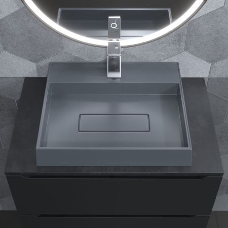 Раковина из искусственного камня Uperwood Tanos Quartz 291030049 50х40 накладная цвет серый