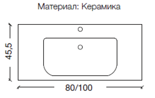 Раковина керамическая Armadi Art NeoArt 854-080 80х44 встраиваемая цвет белый 1 отверстие под смеситель - фото 2