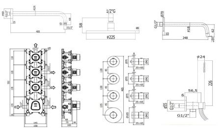 Душевая система Paffoni Modular Box KITMB019HG046 встраиваемая в стену