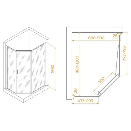 Душевой уголок RGW Passage 38088692-111 120х90 стекло прозрачное профиль сатин без поддона