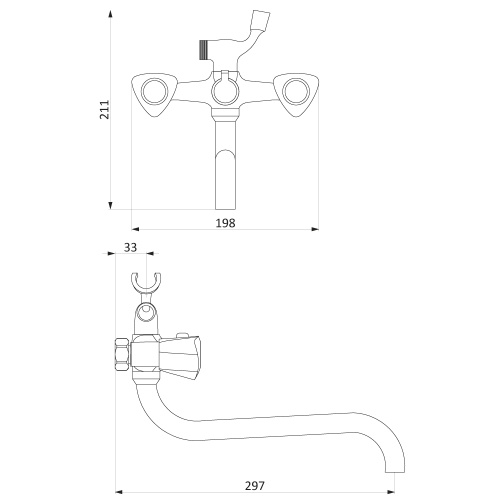 Смеситель для ванны и душа Damixa Object 349500000 настенный хром без термостата - фото 5