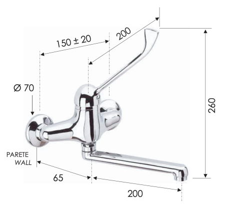 Смеситель для раковины Remer K45 настенный хром