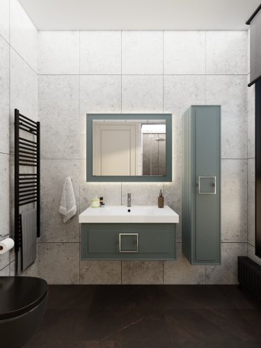 Тумба с раковиной La Fenice CUBO NFNC-01-CUB-G-80-3-80 90х36х49 подвесная цвет серо-зеленый - фото 4