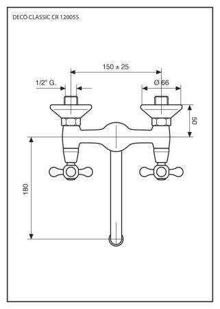 Смеситель для кухни Emmevi Deco Classic 12005S/CR настенный хром