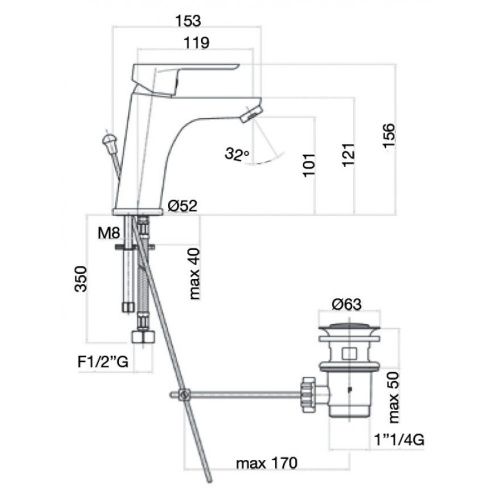Смеситель Webert Sax Evolution SE833102740 на раковину белый - фото 3