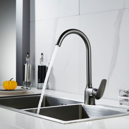 Смеситель для кухни Shevanik S5053T на мойку оружейная сталь