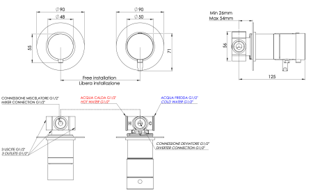 Смеситель для душа Remer X Style XT96D3CFP встраиваемый в стену черный брашированный хром